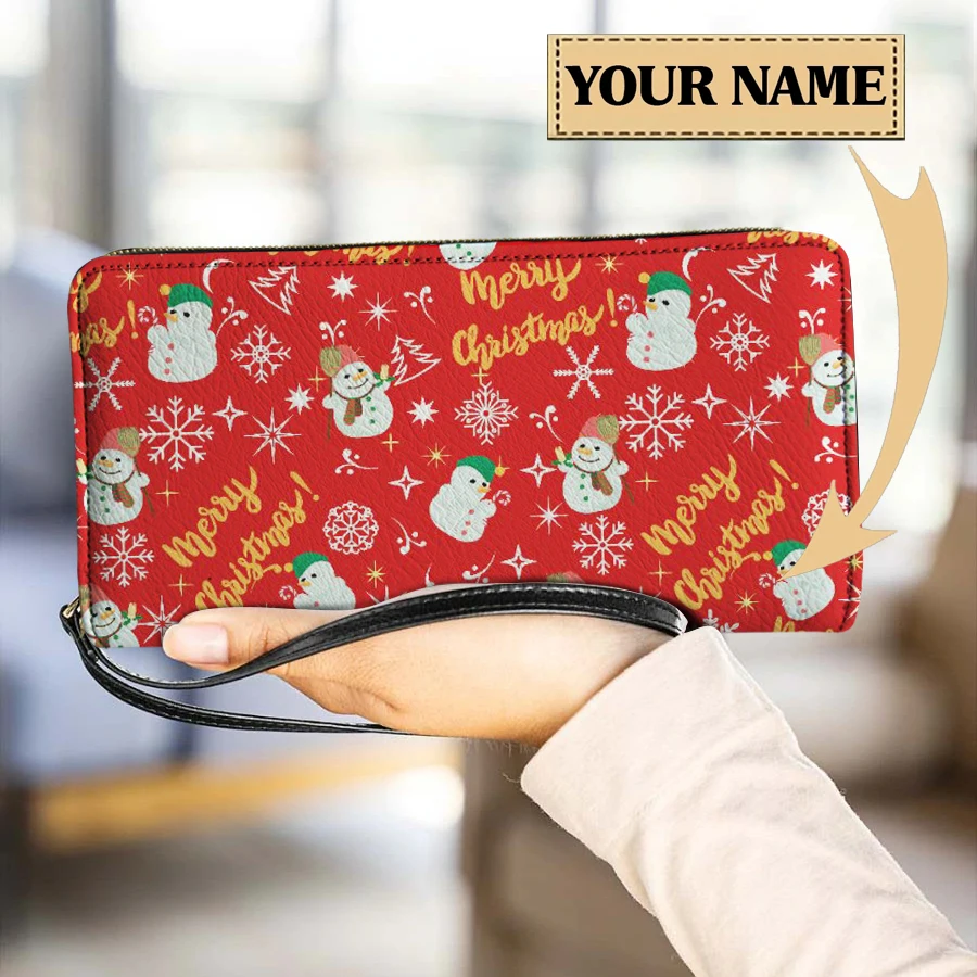 

Кошельки с ручками для женщин, вместительные рождественские кошельки с ремешком на руку с Санта-Клаусом, снеговиком, дизайнерская роскошная сумка для отдыха