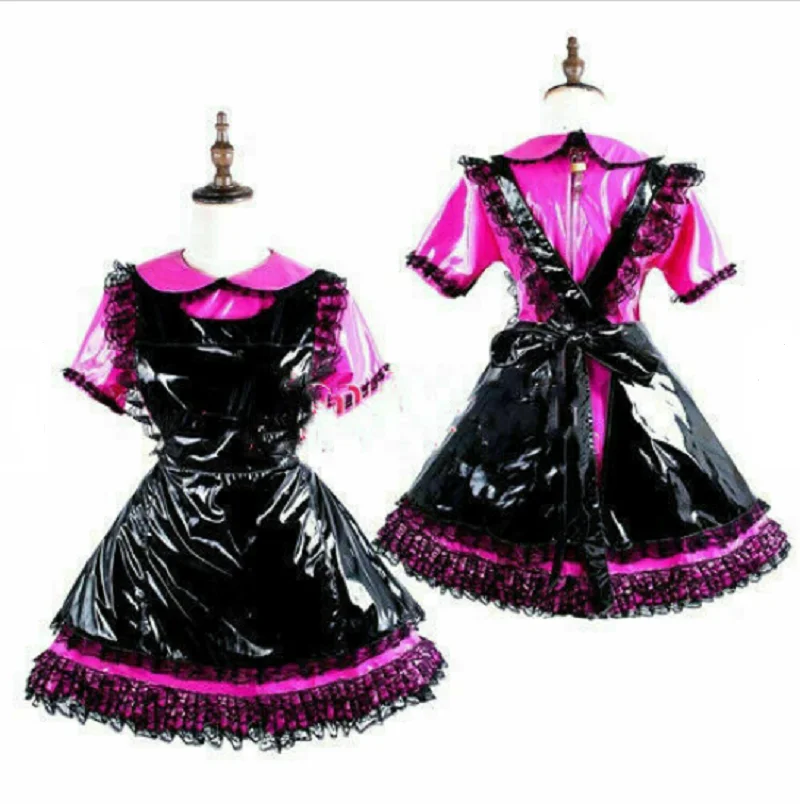 Французское запираемое искусственное кружевное платье с бантом из ПВХ |