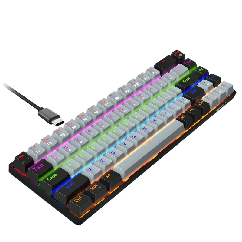 

AU42 -V800 Mechanical Keyboard 68 Keys Dual-Color RGB Multiple Backlit Gaming Wired Keyboard