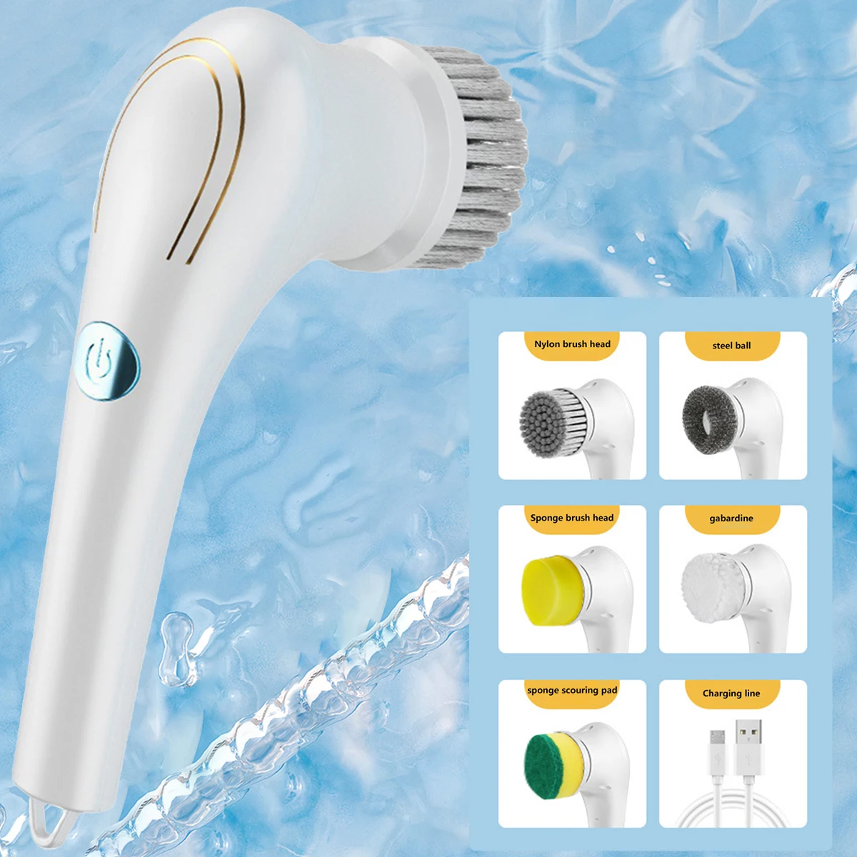 

Electric Cleaning Brush Electric Spin Scrubber with 5 Brush Heads Reusable IPX7 Waterproof 360° Rotating Shower Spin Scrubber