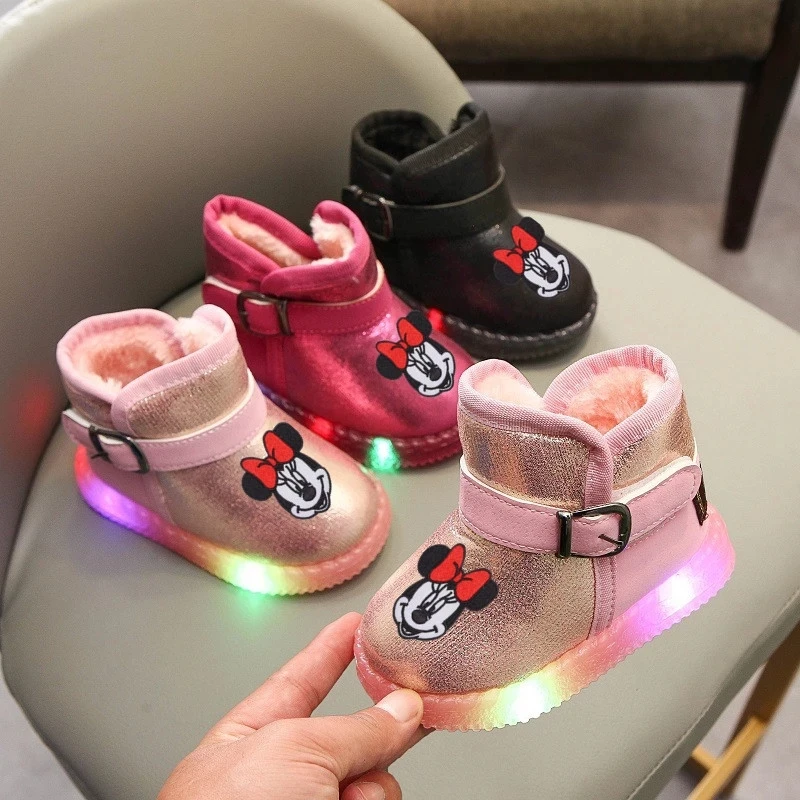

children's mouse cartoon plus velvet warm snow boots boys and girls short boots cotton boots