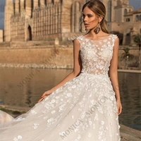 monica classic wedding dress sleeveless o neck dress tulle appliqu%c3%a9s gorgeous summer new prom vestidos de novia for 2022 new