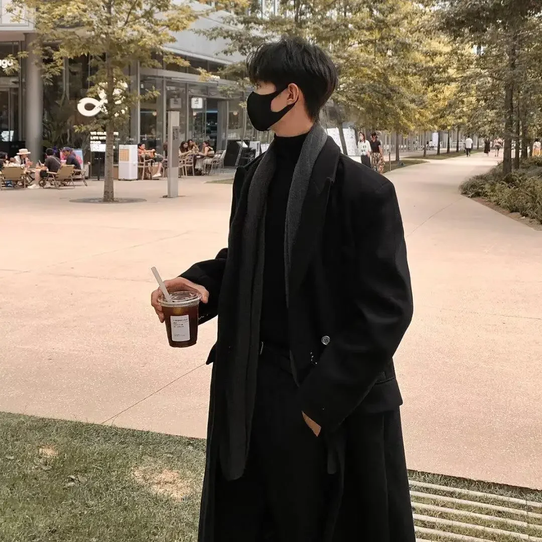 Модное шерстяное пальто с металлической пряжкой в Корейском стиле