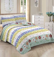 girls floral quilt set twin size reversible bedspread bedding super soft microfiber daisy flower heart stripe printed coverlet