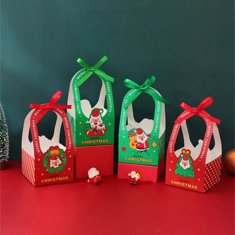 

10/5pcs Paper Cookie Candy Box Santa Claus Christmas Gift Packaging Dragee Box Xmas Navidad New Year Party Decoration Supplies