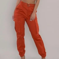 fashion women cargo pants solid color large pockets joggers female loose trousers casual haren pants