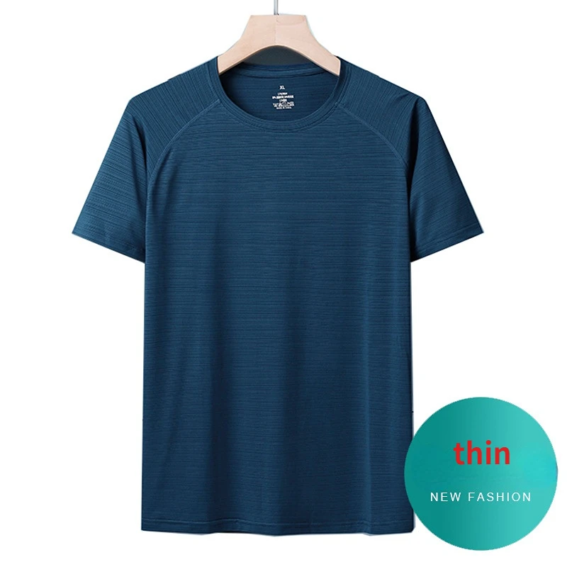 

2022 Quick-drying Thin Ice Silk Short-sleeved T-shirt Men's Sports O-neck Shirt Outdoor Tide Men Tshirts Tees Smart Casual Tees