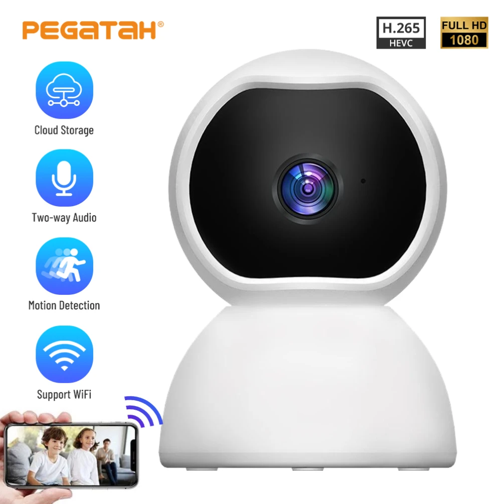 

Мини-IP-камера видеонаблюдения, Wi-Fi, 1080p