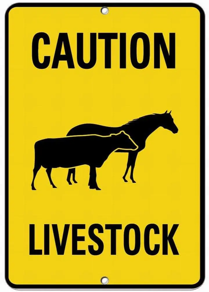 Notce Sgn Dnger Wrnng Lvestock Cuton Horse Cow ctvty Frm Generl 8x12 Tn Уличный уличный декор