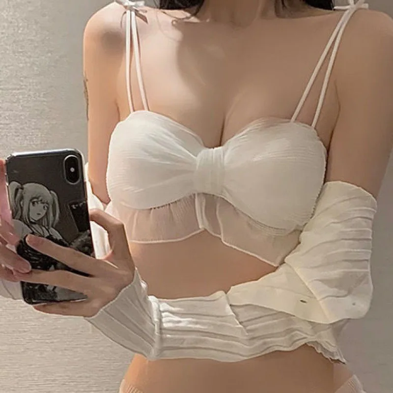 

Сексуальное женское нижнее белье с галстуком-бабочкой, без стального кольца, с маленькой грудью, без следов, женский бюстгальтер