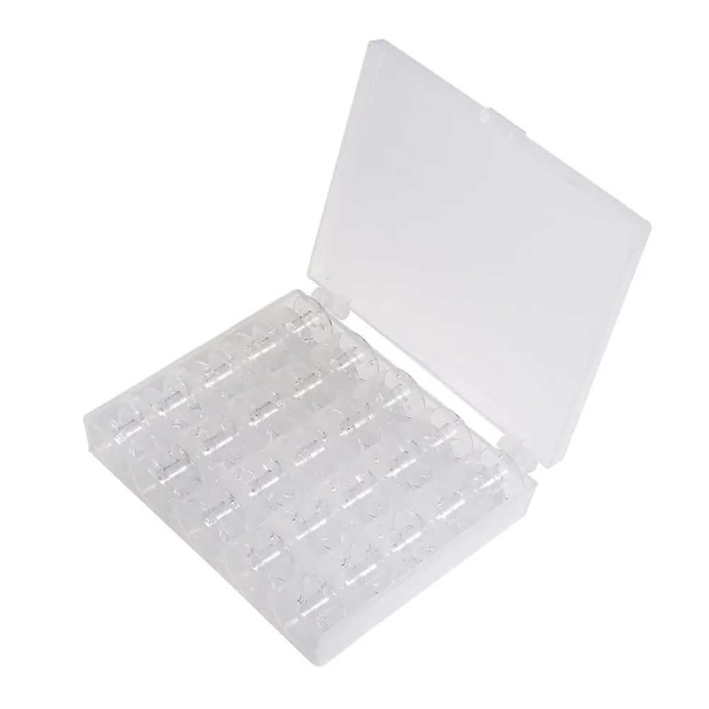 

25pcs Bobbins Case Transparent Durable Empty Clear Storage Case Sewing Accessories for Cross Embroidery Sewing Machine
