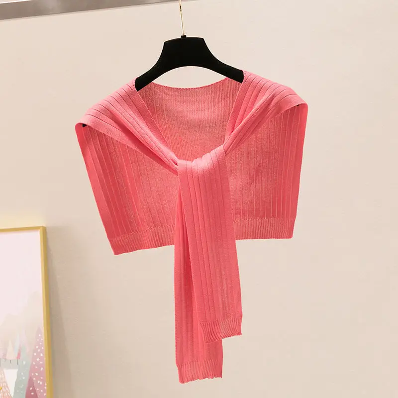 

Pink Cheap Knit Thin Shawl Women Shoulders Cape Vest Fake Collar Capes Knotted Scarf Girl Neck Guard Boy Poncho Wraps Cloak