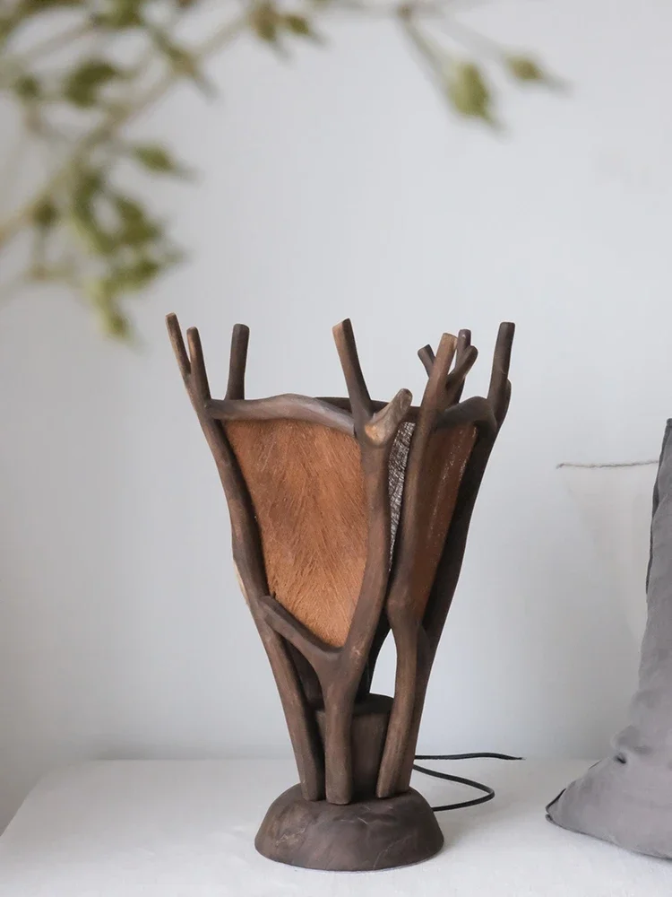 Настольная лампа ручной работы с веткой дерева оригинальная декоративная