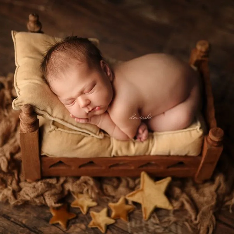 Newborn photography props 100 days old retro crib shooting auxiliary solid wood handmade photo studio photography accessories