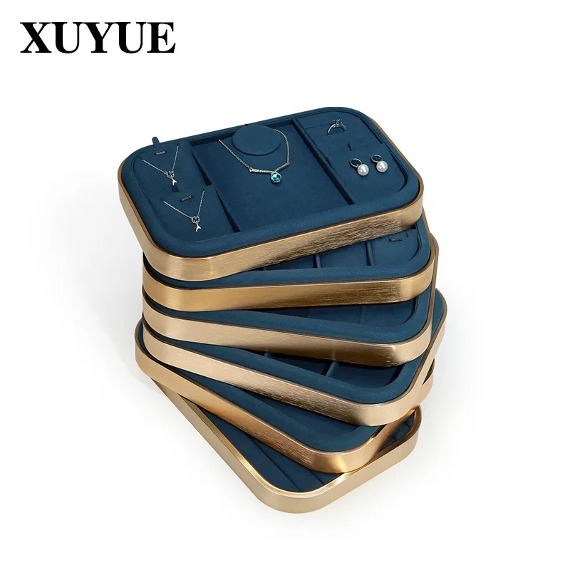 New Jewelry Display Plate Ultrafiber Blue Jewelry Storage Necklace Ring Jewelry Tray Live Watch Pallet Spot