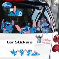 disney stitch car sticker kawaii anime figure stitch auto window driving mirror decals rear windshield stickers decor car sticke