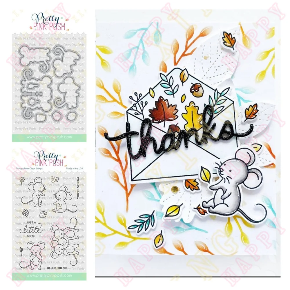

Metal Cutting Dies And Stamps Mouse Friends Scrapbook Diary Decoration Paper Craft Embossing Template DIY Greeting Card Handmade