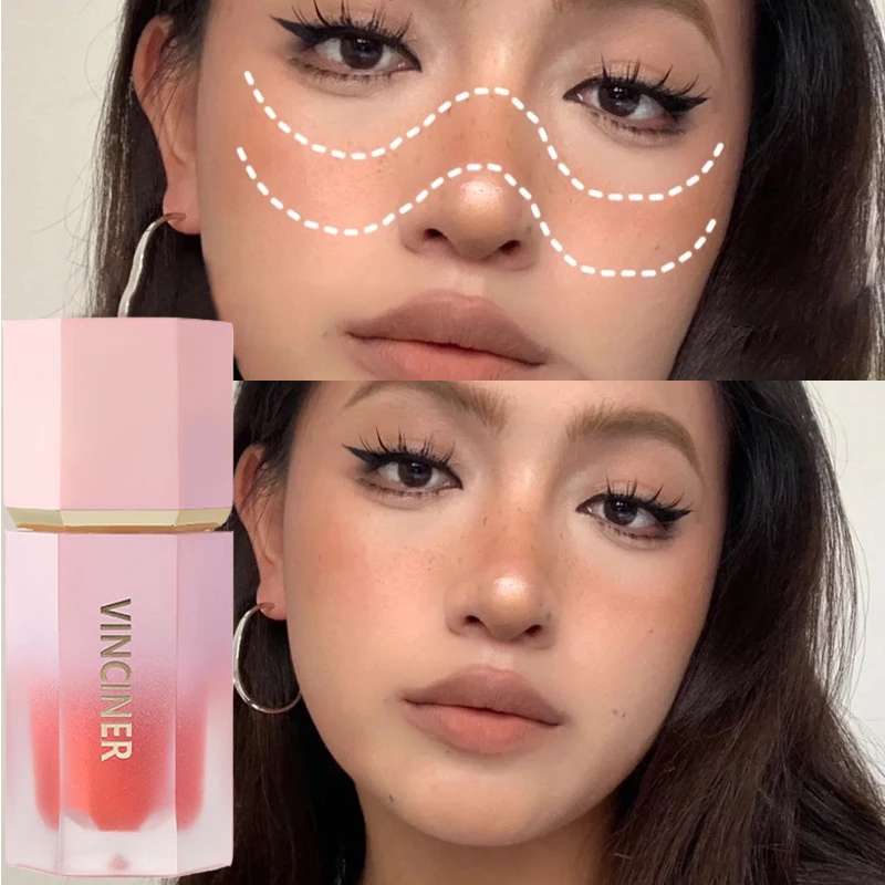 

Facial Liquid Cheek Blush Natural Cheek Rouge Cream Waterproof Multi-purpose Eyes&lips Makeup Blush Stick Cosmetics with Sponge