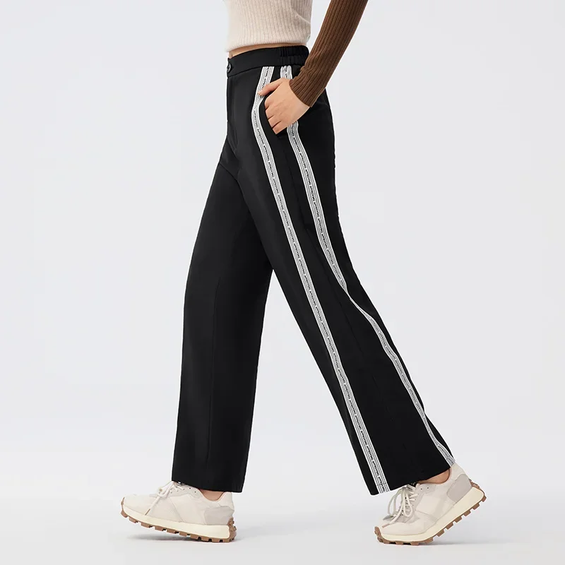 Брюки Semir Женские повседневные свободные широкие черные штаны с надписью