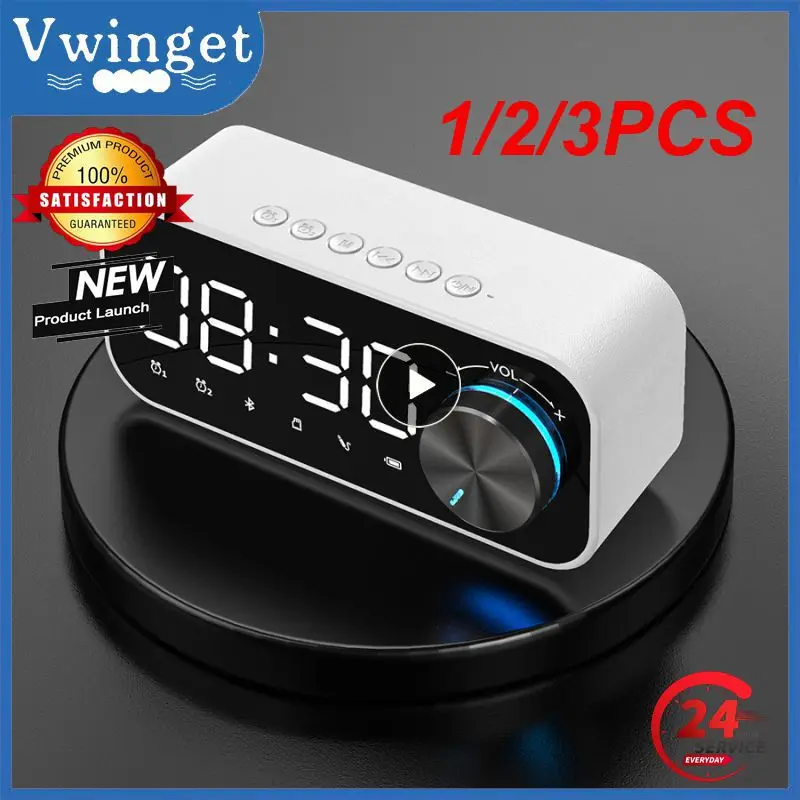 1/2/3PCS Music Player Large Capacity Battery Led Display Speaker Subwoofer Alarm Clock Loudspeaker Fashion