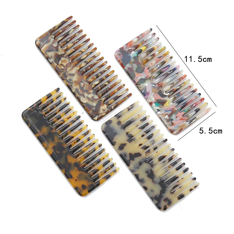 

Wide Large Tooth Pocket Hair Comb Acetate Tortoise Shell Anti-static Handmade Marble Leopard Print Hairdressing Combs