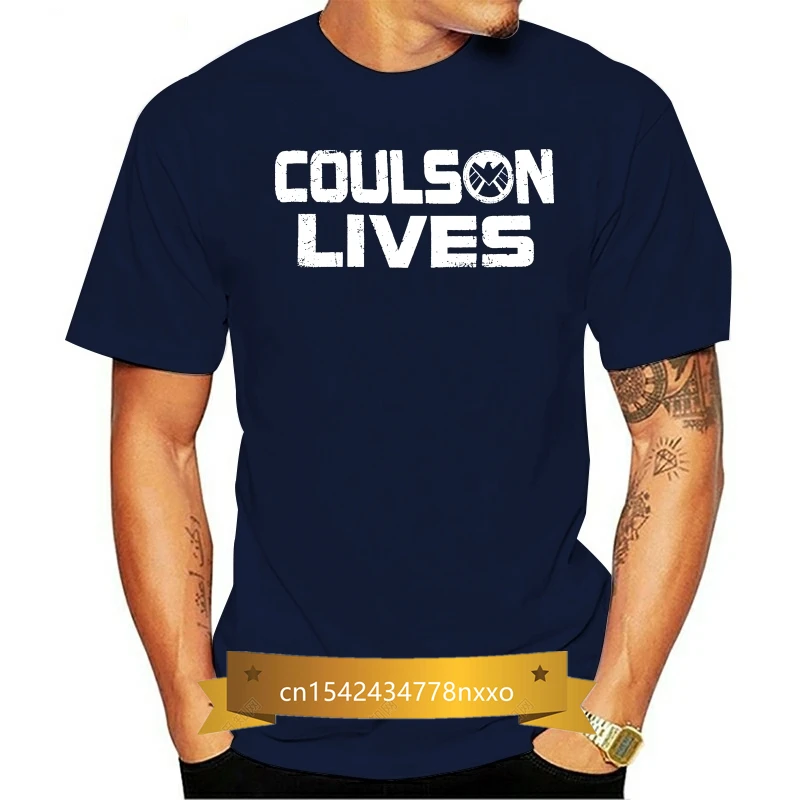

Agents Of Shield Coulson Lives Logo Men's Black T Shirt Tee 100% Cotton Men Short Sleeve T Shirt