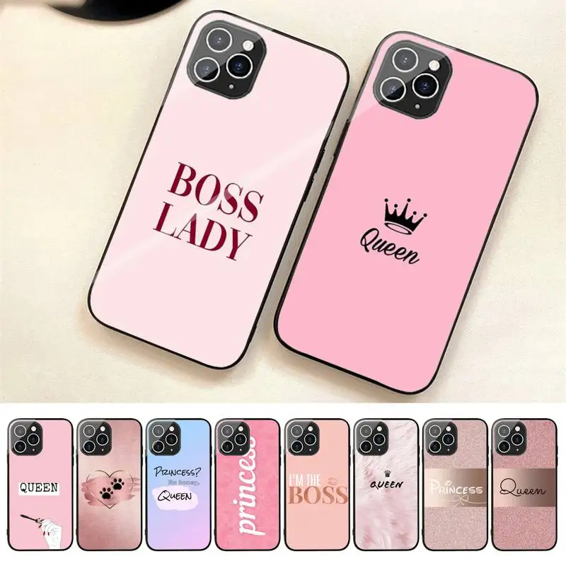 

Rose Gold Pink Princess Queen Phone Case For Iphone 7 8 Plus X Xr Xs 11 12 13 14 Se2020 Mini Promax Tempered Glass Fundas