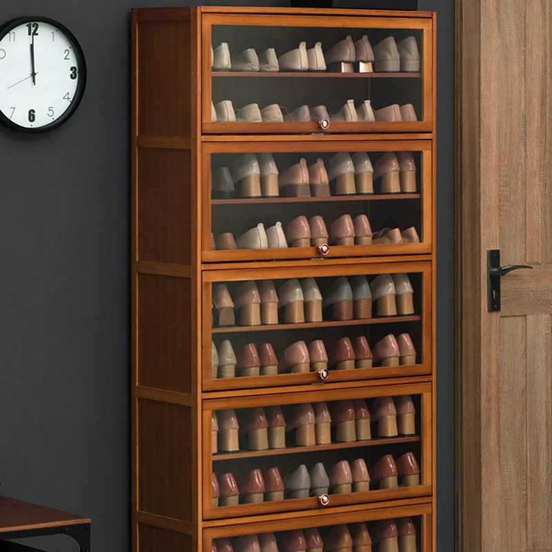 

Wooden Shoe Cabinets Door Entryway Dust Proof Design Entrance Vertical Shoe Cabinets Spaace Saaving Scarpiere Furniture