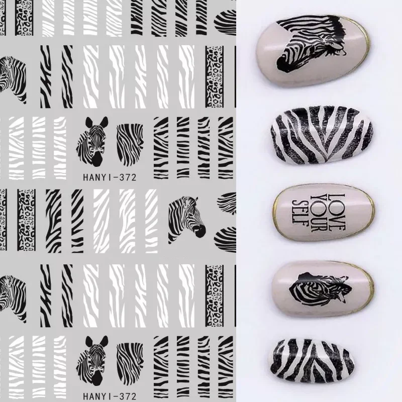 

2022New Stickers Animal Zebra Leopard Print Alphabet Pattern Nail Art Design Decor Sliders Decals Beauty Tools for Manicure