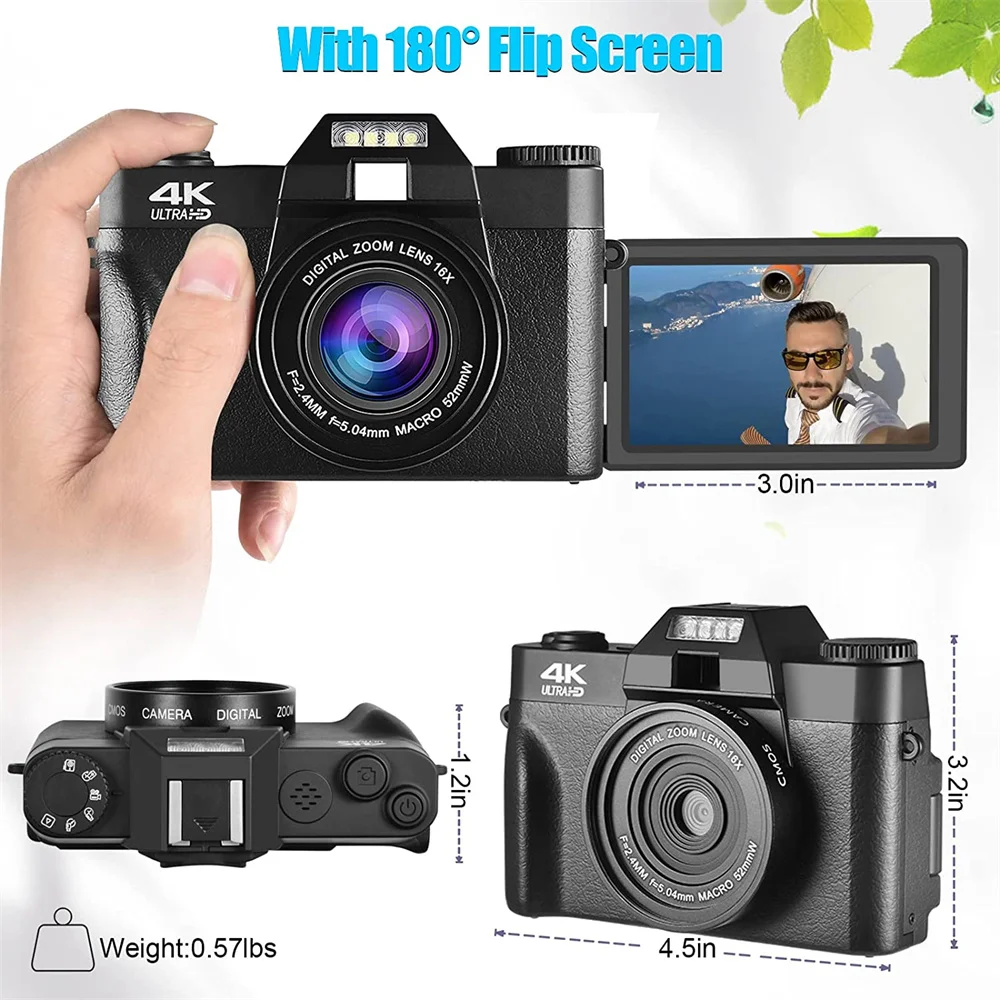 48MP digital camera 4K ultra-high definition video log camera 3.0 