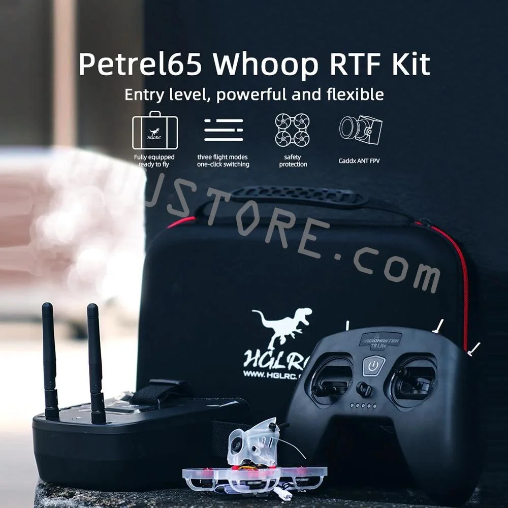 

HGLRC Petrel 65 1S Brushless FPV Drone RTF Kit 350mW VTX Caddx ANT Camera RC Quadcopter T8 Lite VR009 goggles for FPV beginners
