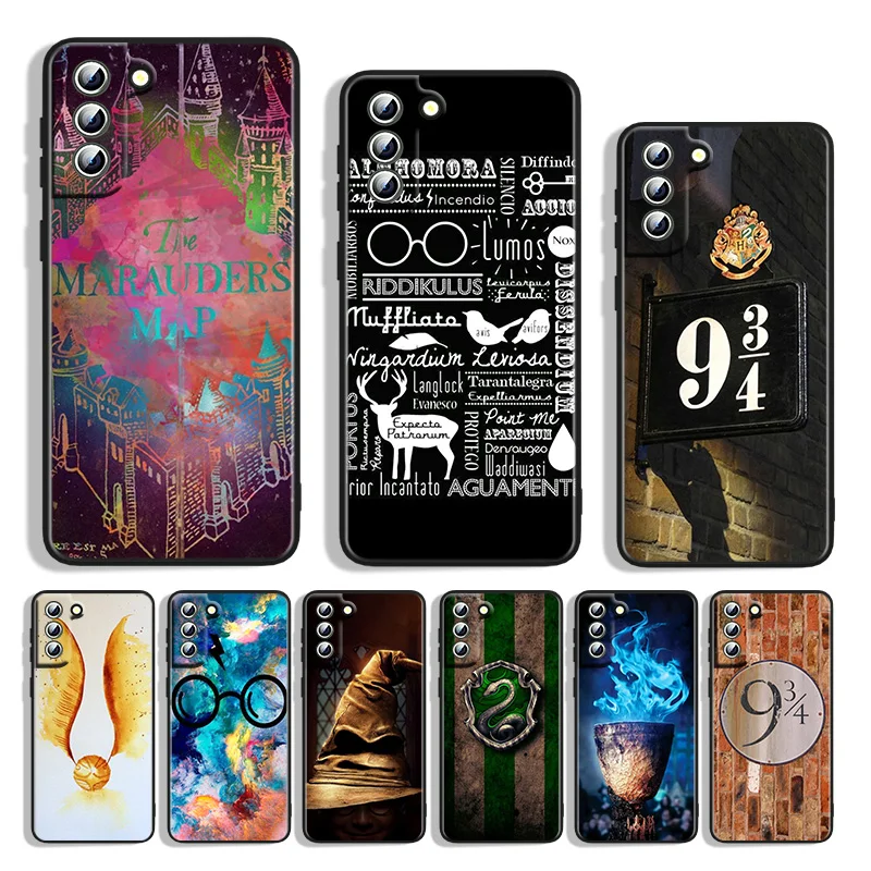 

Potters Anime Cute Phone Case For Samsung S22 S21 S20 FE S10e S10 S9 S8 Note 20 10 Ultra Plus Lite Black Cover