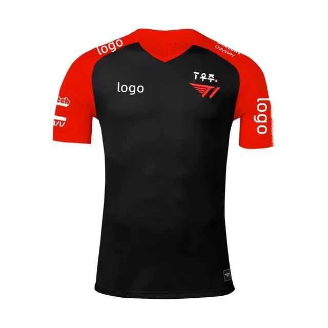 

2022 New T1 Team Jersey Game LOL LCK SKT FAKER GUMAYUSI ZEUS KERIA Summer Team Uniform Conquest Short Sleeve T-shirt Custom Name
