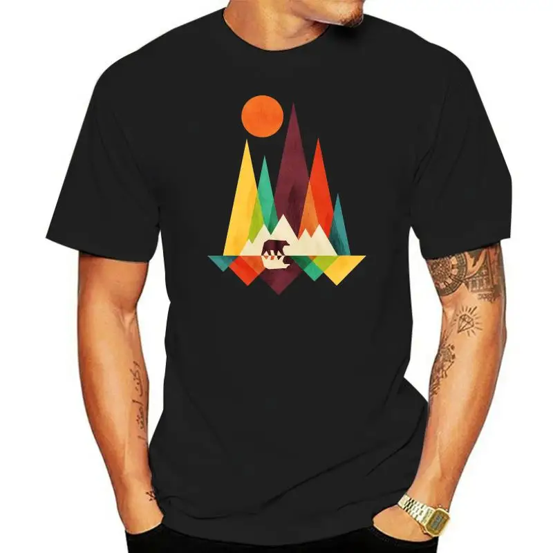 

Street Tshirts O-Neck Mountain Bear Geometric T Shirt For Men Shih Tzu Men's Tops T Shirt Sunset Yakuza Tee-Shirt Top Quality