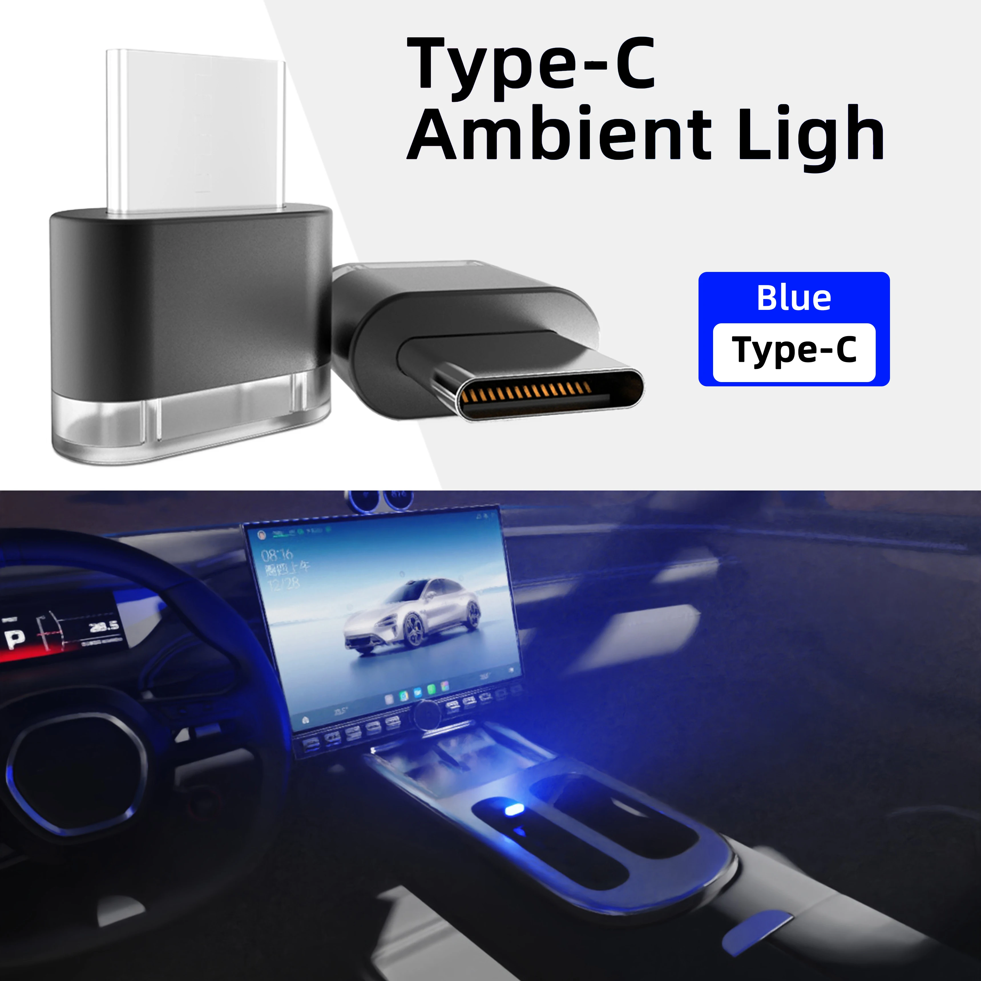 

Комплект Из 4 Светодиодных USB-светильников Type-C Для Салона Автомобиля, Plug & Play
