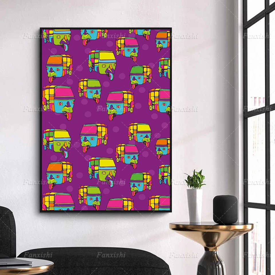 

Картина на холсте, домашний декор, индийский поп трехколесный плакат, Hd печатные забавные картины, настенное искусство для гостиной, Акварельные картины