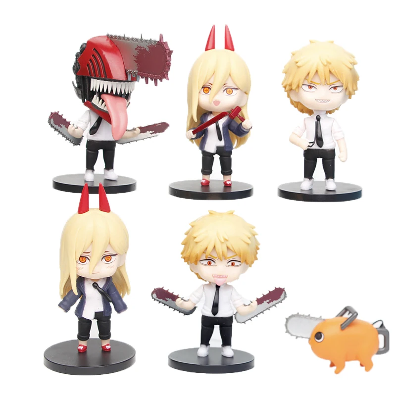 

2/3/6PCS Anime Chainsaw Man Figure Pochita Power Electric Times Q Version Toys Car Decoration Pvc Model Doll Kids Christmas Gift