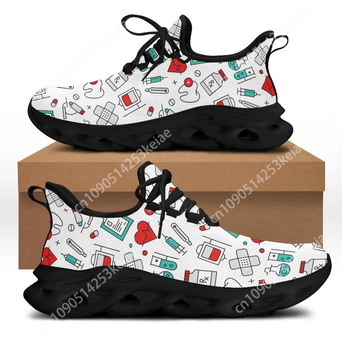 CYWGIFT/весенне-осенние женские кроссовки на плоской подошве с узором медсестры и