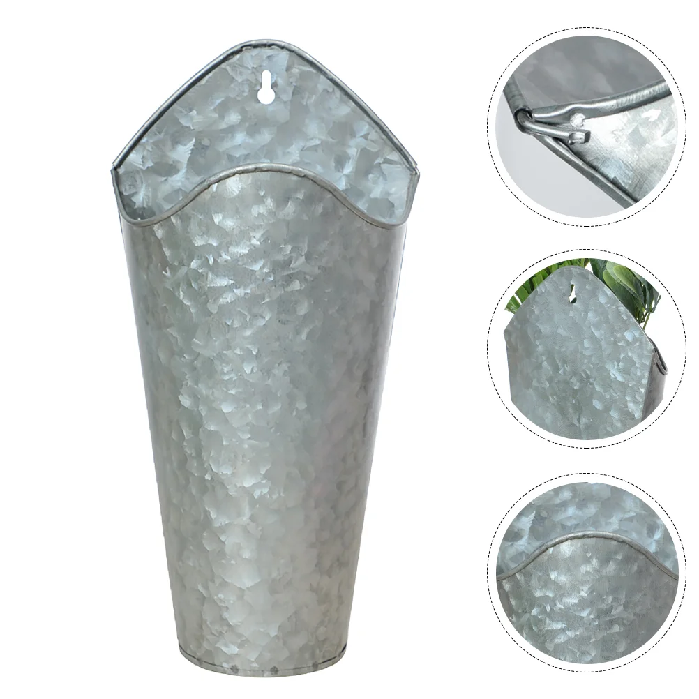 

Tin Flower Pot Wall Mounted Bucket Holder Flowerpot Garden Modern Iron Metal