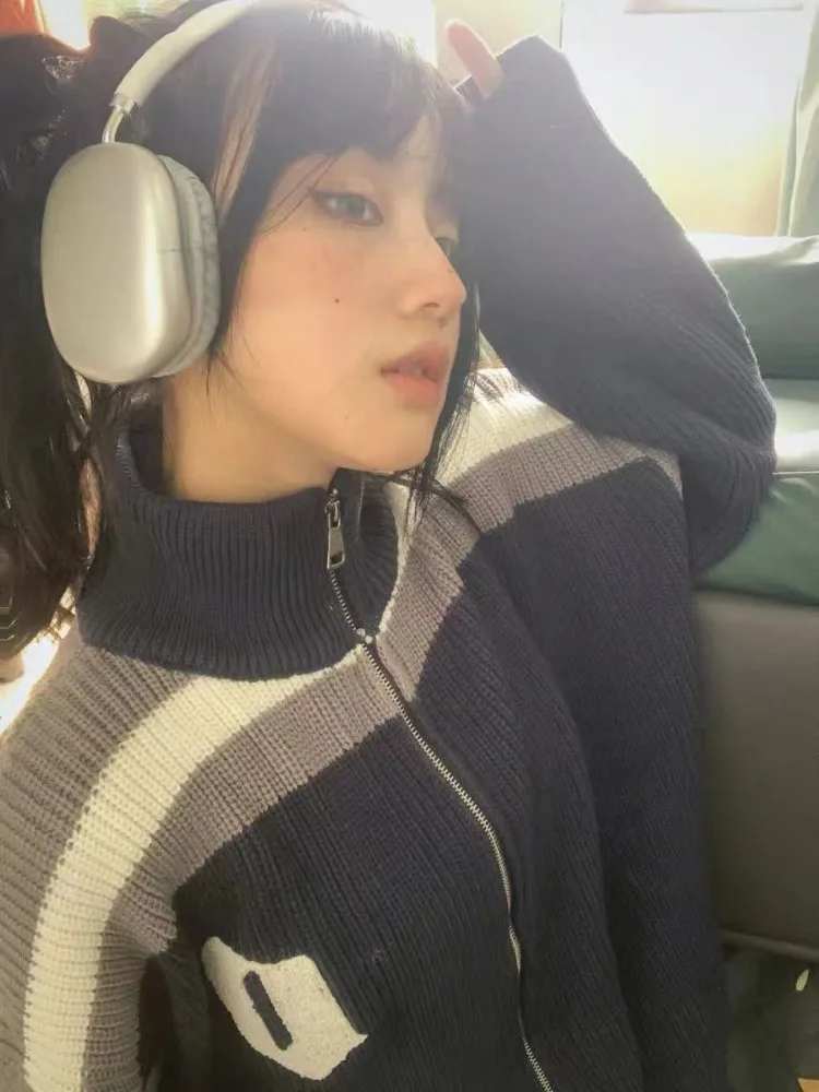 Женский кардиган на молнии в стиле Харадзюку элегантный универсальный свободный