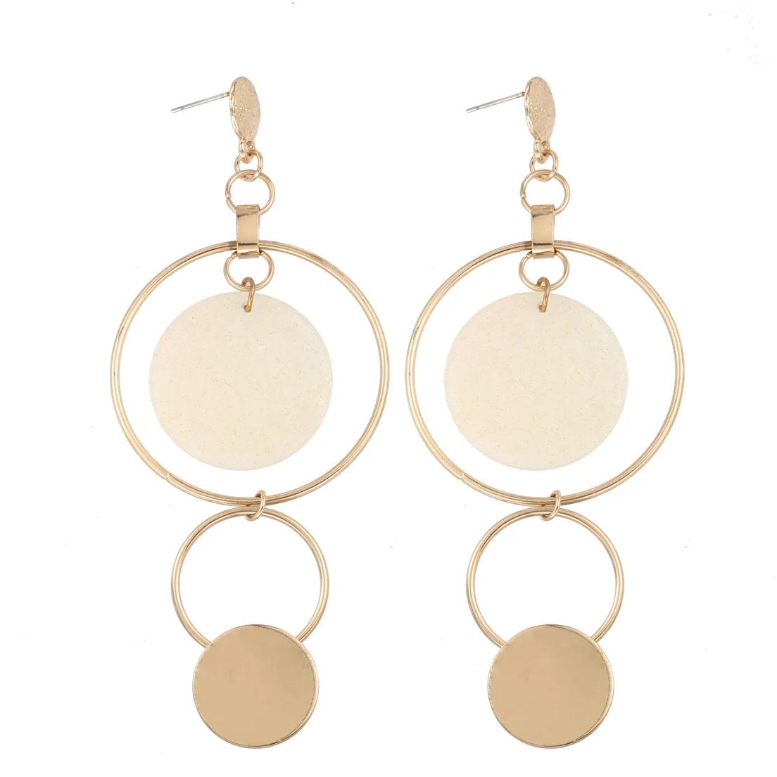 

CARTER LISA Fashion Asymmetric Gold Color Big Hollow Round Circle Long Drop Dangle Earrings For Women Ear Jewelry WF202206