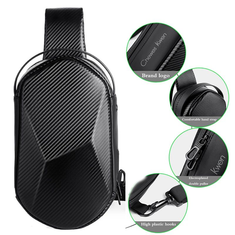 EVA carbon fiber fashion multifunctional usb messenger shoulder bag men waterproof travel sling messenger bag chest bag men