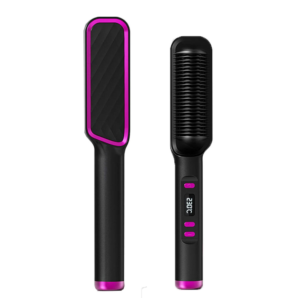 

Professional Hair Straightener Curler Styler Brush 3 in 1 Hair Straightening Curling Iron Hot Comb Brush Hair Care & Styling