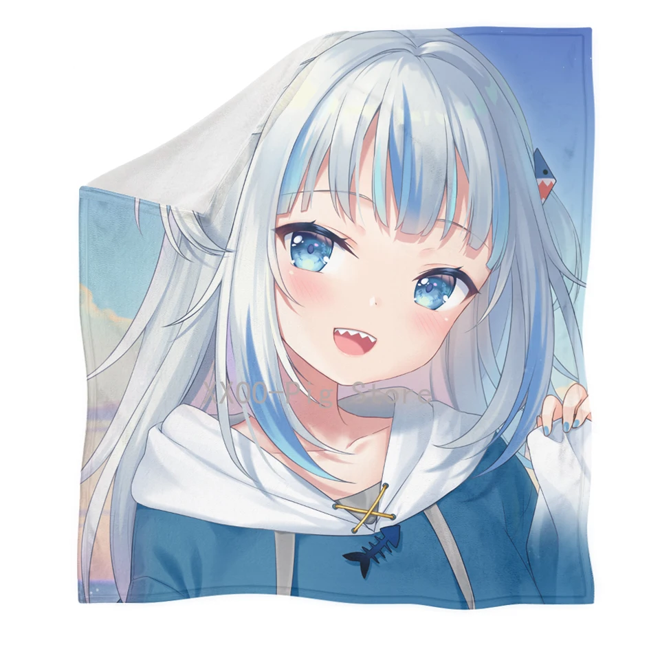 

Весенне-осеннее покрывало для дивана для взрослых с принтом аниме Hololive EN Gawr Gura флисовое покрывало для кровати детское украшение для комнаты