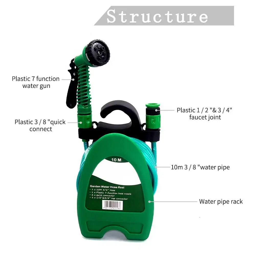 

With Nozzle Home Garden Pipe Agriculture Easy Storage Irrigation System Yard Watering Hose Wall Hanging Reel Spray Set Car Wash
