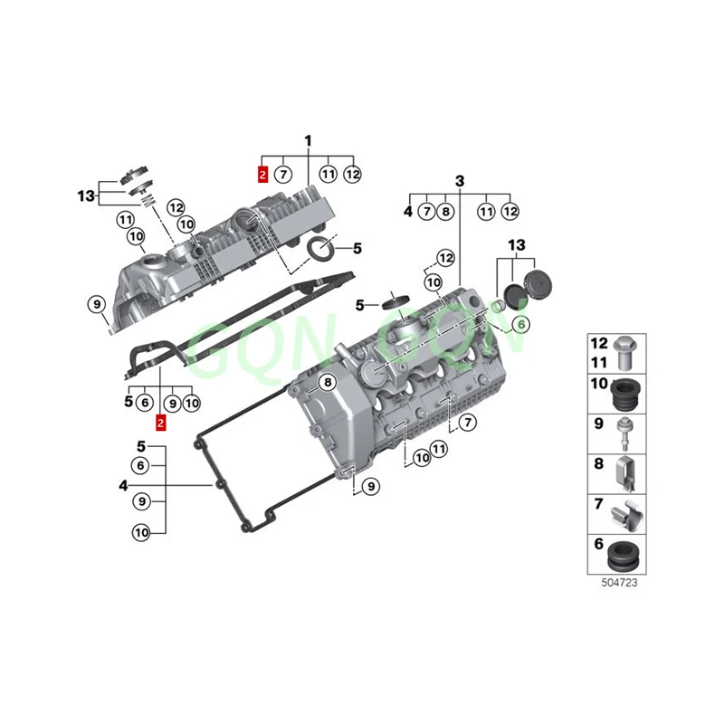 Уплотнение для крышки головки цилиндра адаптированное к bm w e60 e61 e63 e64 e65 e66 e53 e70 n62