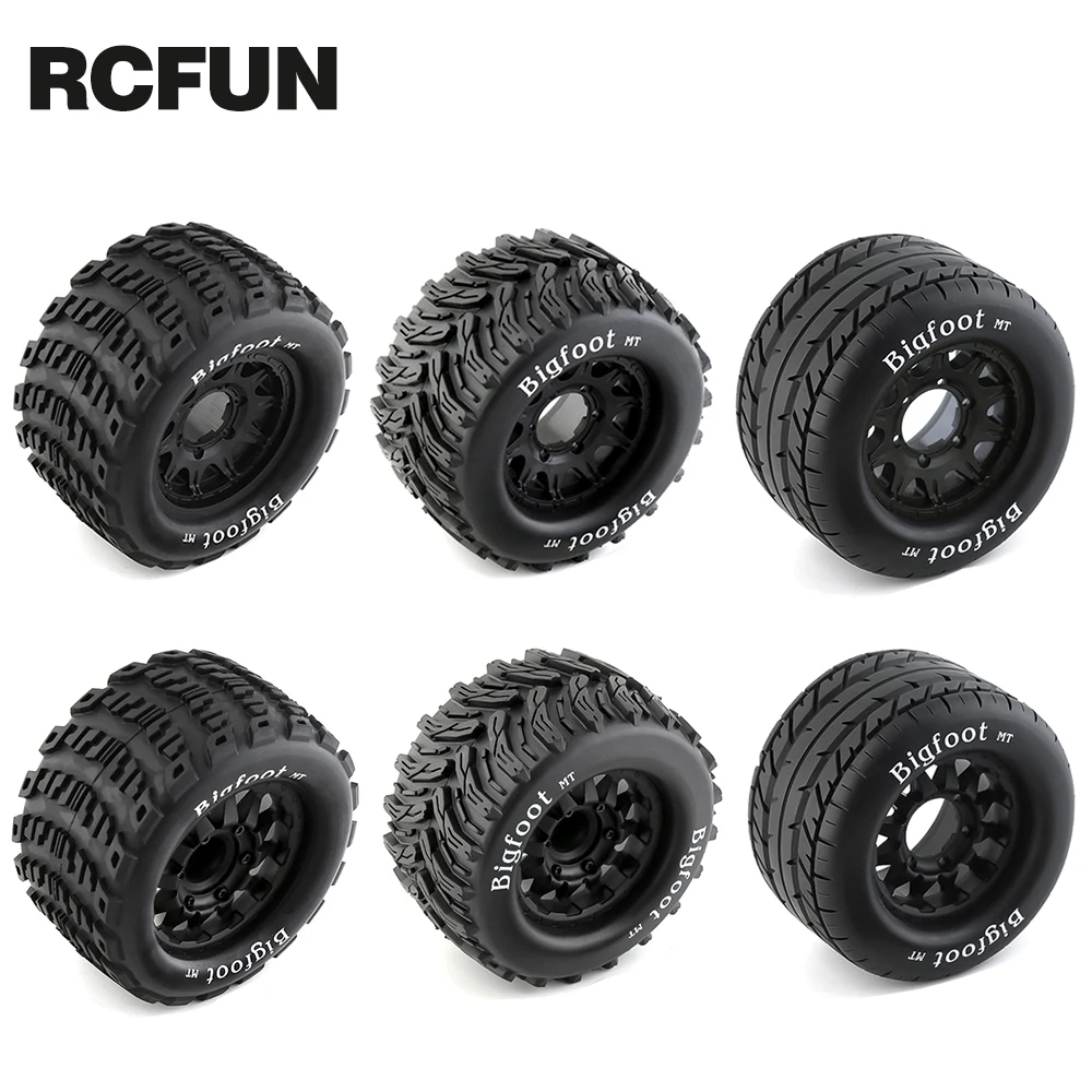 2PCS 1/10 Monster Racing Truck Tire Rubber Rocks Tyres 12mm/14mm Wheel Hex for RC Crawler Axial Traxxas Tamiya Kyosho Arrma HPI