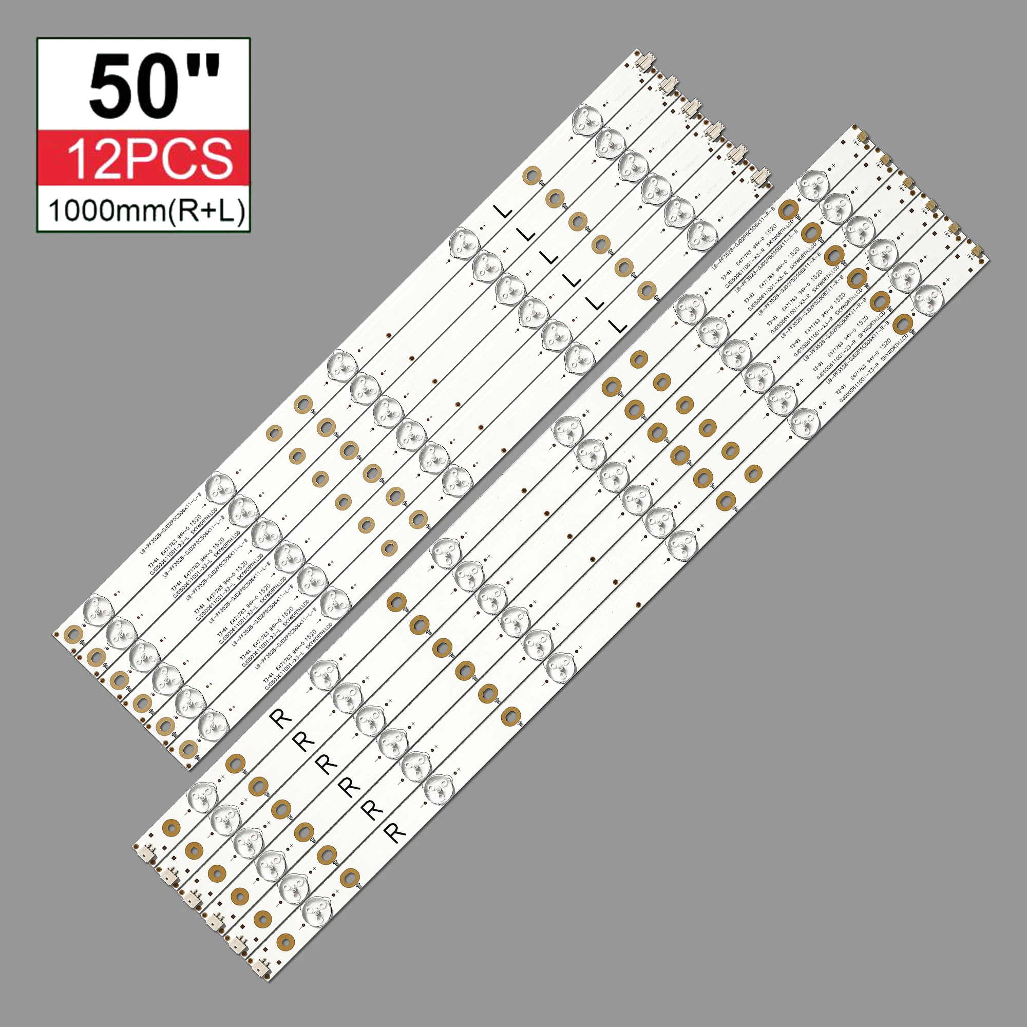 

New Kit 12 PCS LED Backlight strip For 50" TV LC-50LB261U 500TT26 500TT25 V5 50PFL6340 LD50P03Q 500TT63 500TT42 500TT41 500TT56