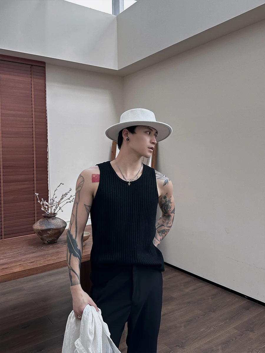 ACB Love to Wear Жилет с большим вырезом в тонкую полоску Мужская летняя футболка без