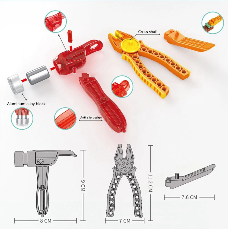 

Building Block high-tech Accessories Designer Creative Technology Parts Hammer Pliers Clip remover for DIY assembly Brick Tool
